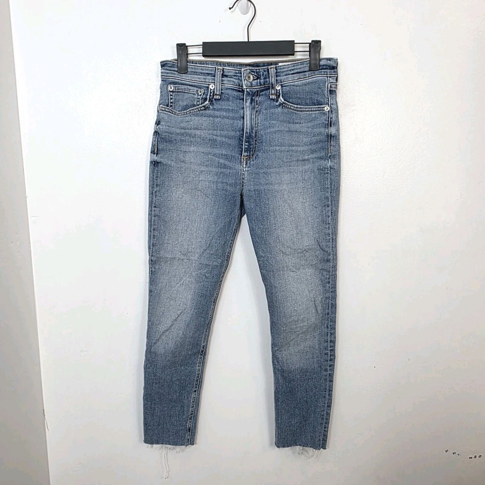 Rag & Bone Medium Wash High‎ Rise Ankle Skinny Raw Hem Classic Jeans Size 27